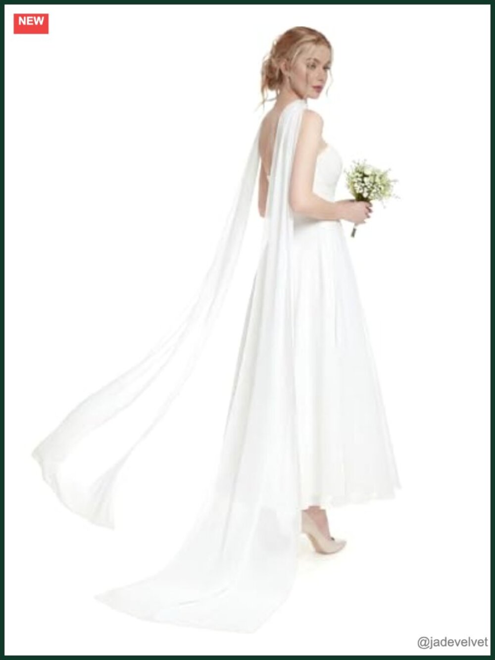 Bridal Chiffon Long Scarf Wedding Veil Wrap for Ceremony Evening Dress Portrait - Picture 1 of 6